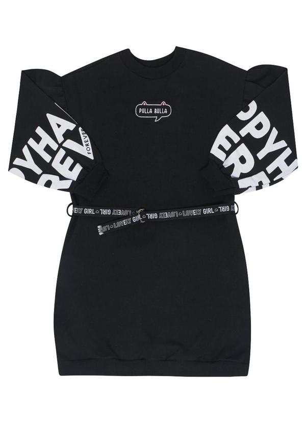 Vestido Manga Longa Menina Preto