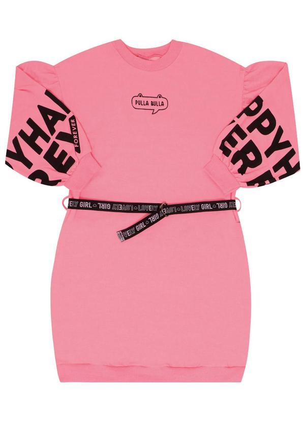 Vista 2 Vestido Manga Longa Menina Rosa Pulla Bulla Pulla Bulla