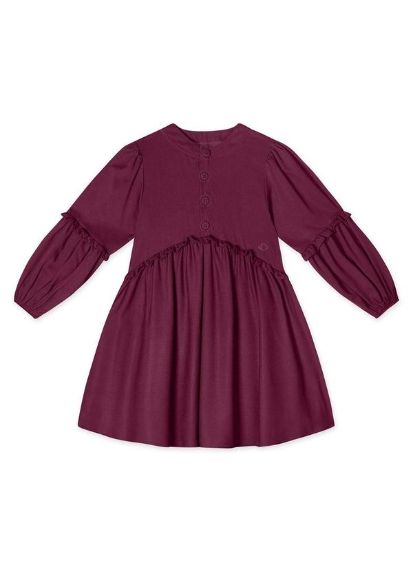 Vista 2 Vestido Manga Longa Infantil Feminino Bordô Lilica Ripilica Lilica Ripilica