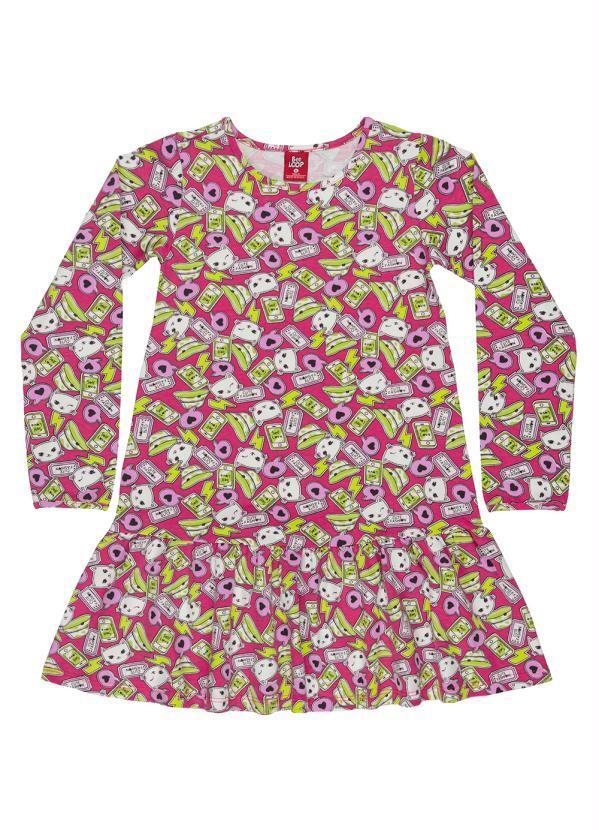 Vista 2 Vestido Manga Longa Infantil Rosa Bee Loop Bee Loop