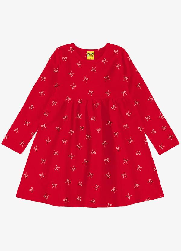 Vestido Manga Longa Infantis Vermelho