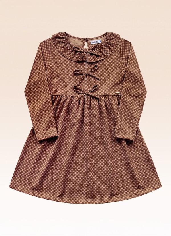 Vestido Manga Longa Marrom