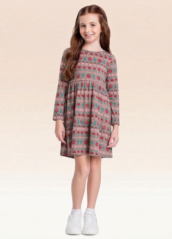 Vestido Manga Longa Marrom