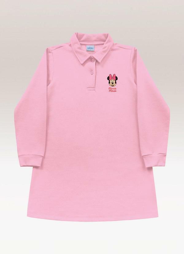 Vestido Manga Longa Minnie Rosa