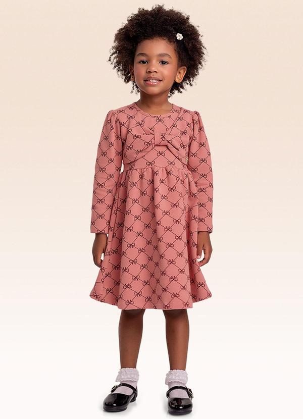 Vestido Manga Longa Rosa