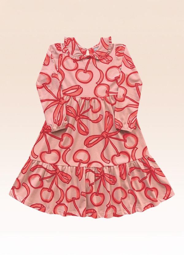 Vestido Manga Longa Rosa