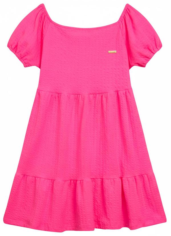 Vestido Mangas Balão Estampa Flores Rosa
