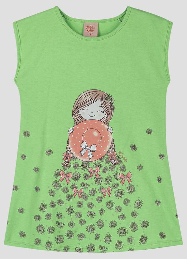 Vestido Meia Malha com Estampa Localizada Verde