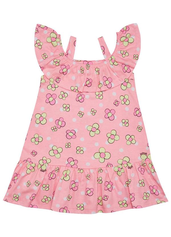 Vista 2 Vestido Meia Malha Menina Rosa Pulla Bulla Pulla Bulla