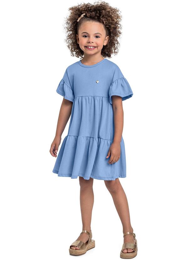 Vestido Meia Malha Infantil Azul