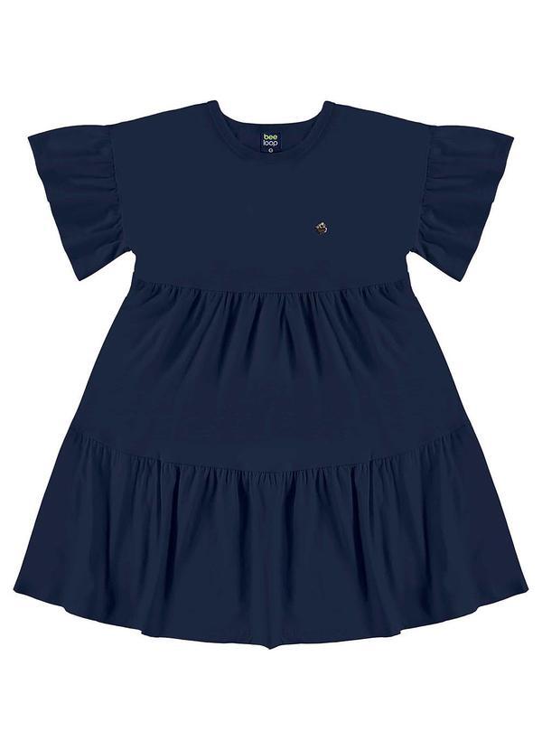 Vista 2 Vestido Meia Malha Infantil Azul Bee Loop Bee Loop