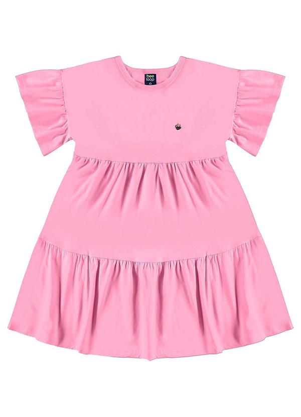 Vista 2 Vestido Meia Malha Infantil Rosa Bee Loop Bee Loop