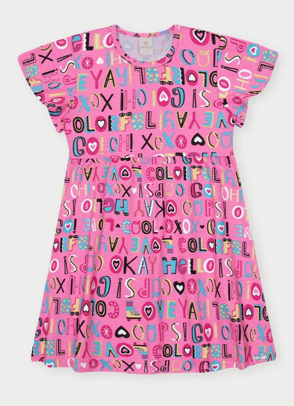 Vestido Menina Alfabeto Rosa