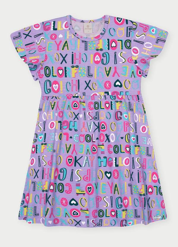 Vestido Menina Alfabeto Roxo