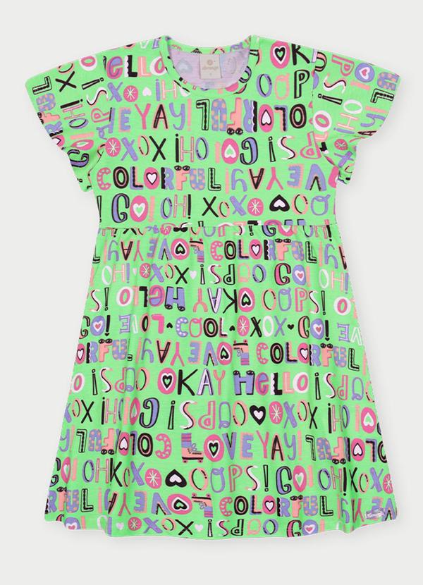 Vestido Menina Alfabeto Verde