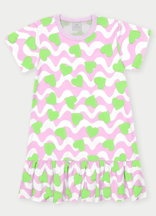 Vista 2 Vestido Menina Corações Roxo Abrange Abrange