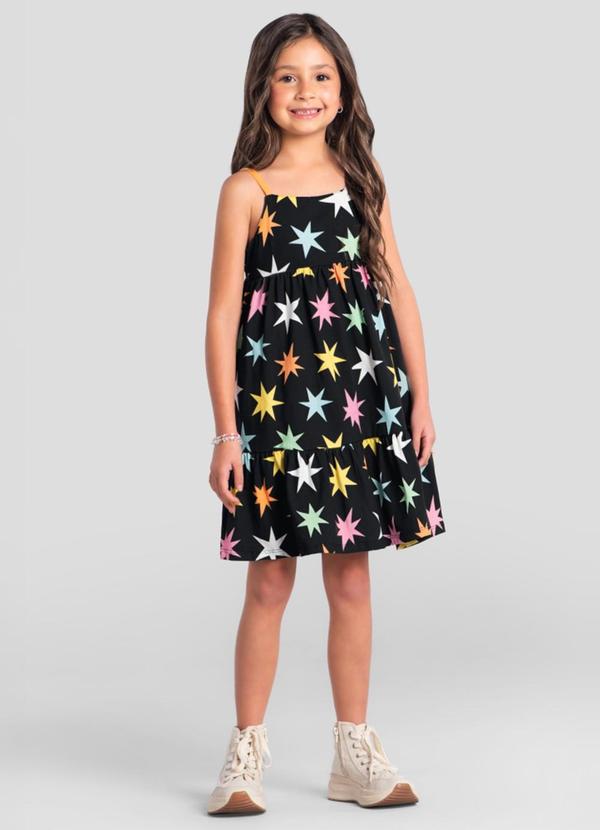 Vestido Menina de Estrelas Preto