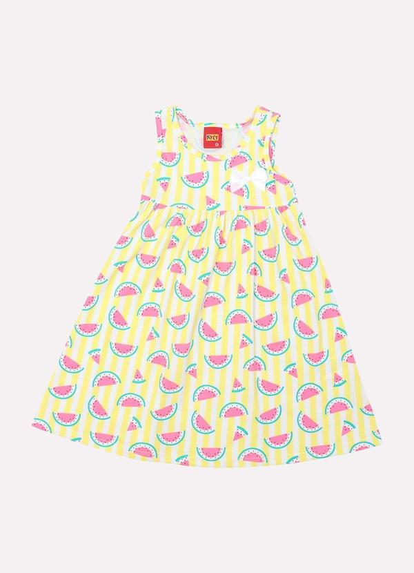 Vista 2 Vestido Menina em Algodão Melância Amarelo Kyly Kyly