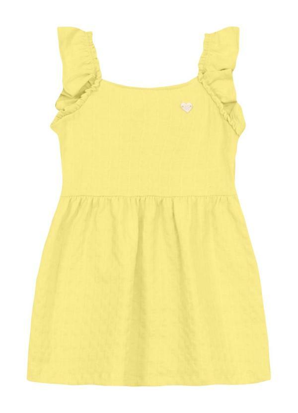 Vestido Menina em Cotton Texturizado Amarelo