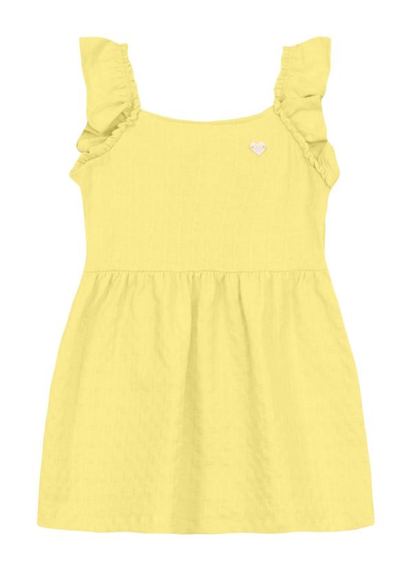 Vestido Menina em Cotton Texturizado Amarelo