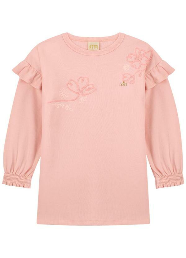 Vestido Menina em Malha Alfaitaria Dupla Rosa