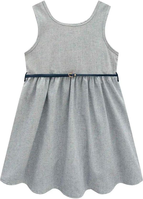 Vista 2 Vestido Menina em Tricoline Azul Marinho Milon Milon