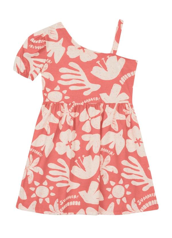 Vestido Menina Estampado Assimétrico Rosa