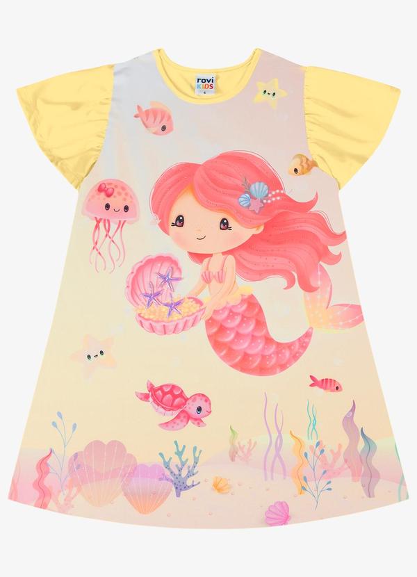 Vestido Menina Estasmpado Amarelo