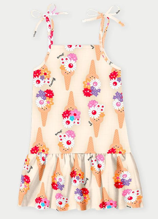 Vestido Menina Ice Cream Bege