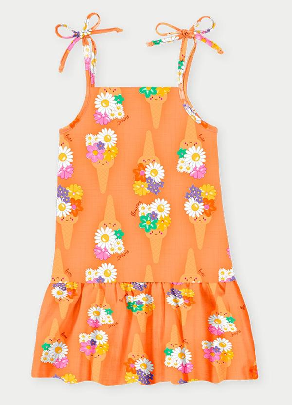Vestido Menina Ice Cream Laranja