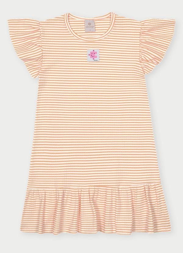 Vestido Menina Listrado Bege