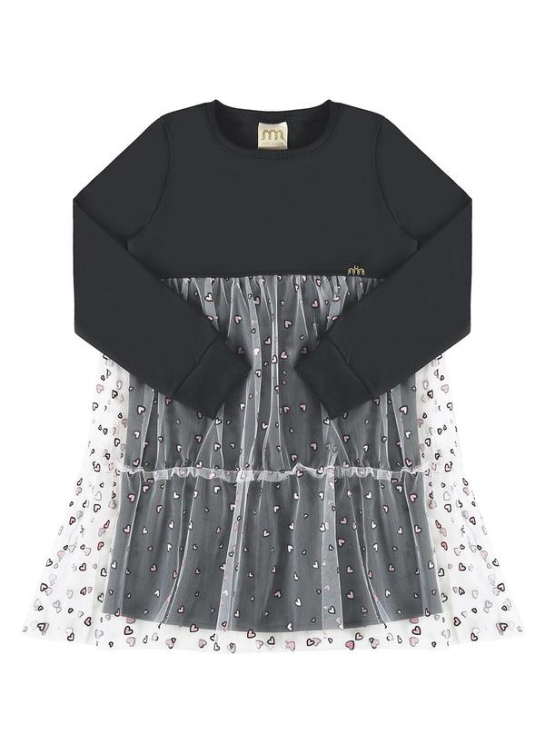 Vestido Menina Malha Sport e Tule Coração Preto