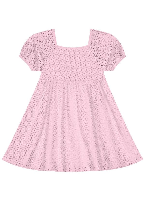 Vestido Menina Malha Trabalhada Pink