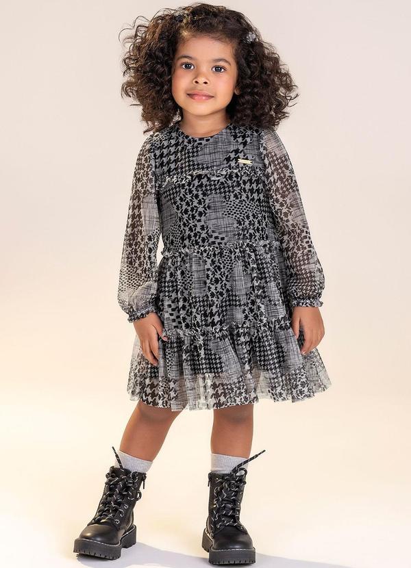 Vestido Menina Moderno com Tule Preto