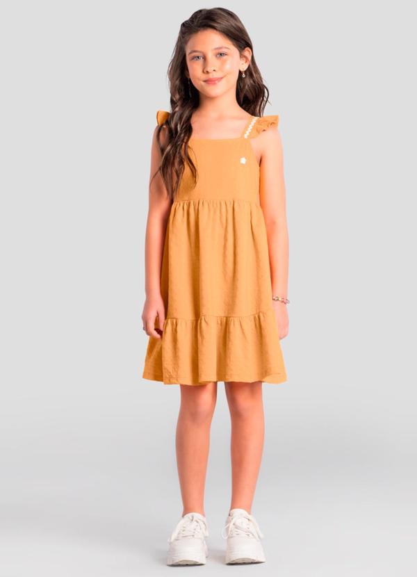 Vestido Menina Texturizado Amarelo