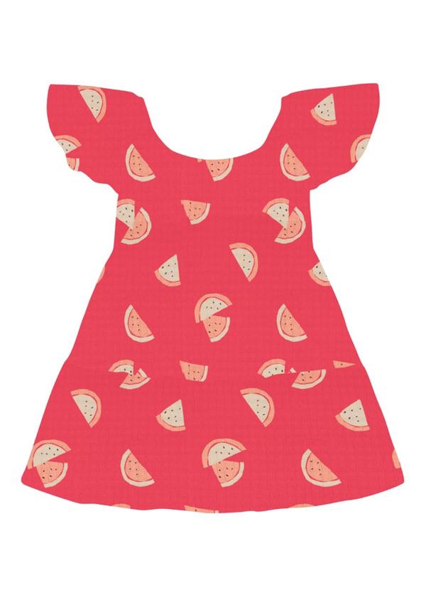 Vestido Menina Texturizado de Melancia Vermelho
