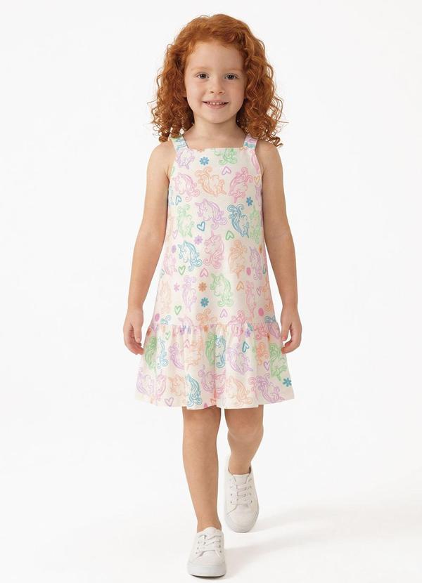 Vestido Menina Unicórnio Bege