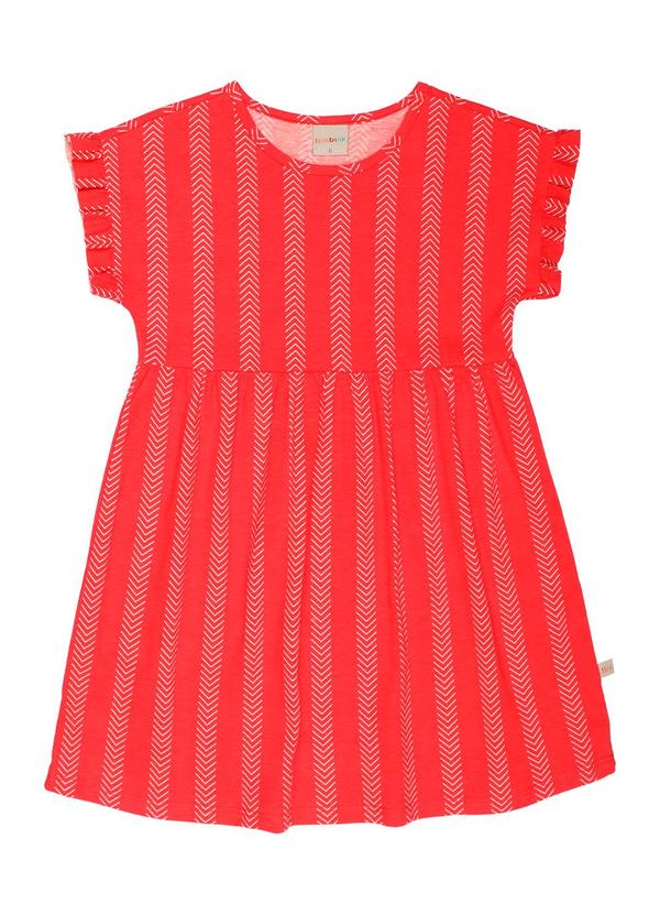 Vista 2 Vestido Mg com Babadinho Estampado Vermelho Tink Bink Tink Bink