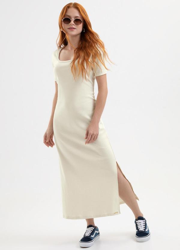 Vestido Midi em Algodão Off-White