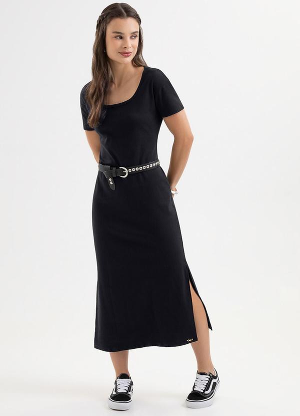 Vestido Midi em Algodão Preto