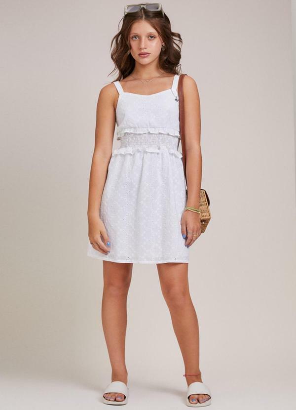 Vestido Midi em Laise Branco