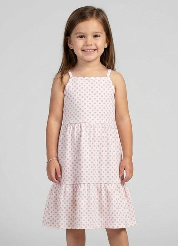 Vestido Midi Infantil com Recorte Franzido Rosa