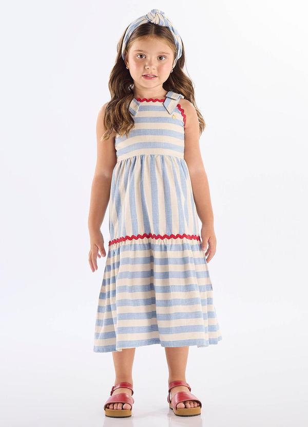 Vista 2 Vestido Midi Infantil em Algodão Up Baby Azul Up Baby