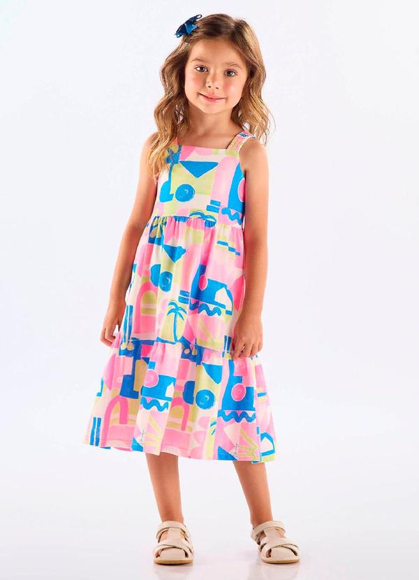Vestido Midi Infantil em Algodão Rosa