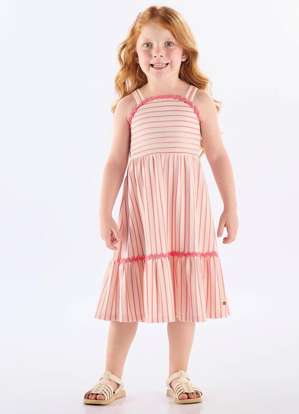 Vestido Midi Infantil em Piquet Rosa