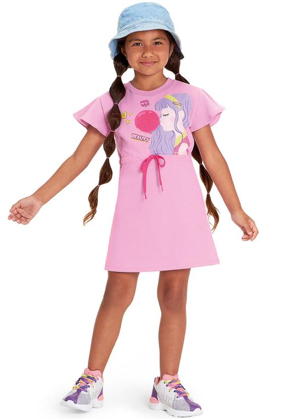 Vista 2 Vestido Moletom Menina Rosa Marisol Marisol