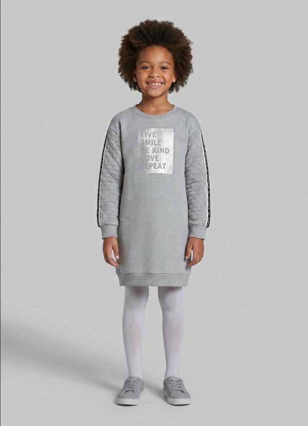 Vestido Moletom Infantil Feminino Cinza