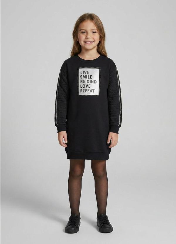 Vestido Moletom Infantil Feminino Preto