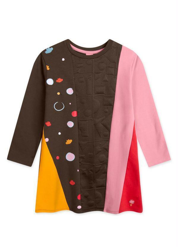 Vestido Moletom Manga Longa Infantil Marrom