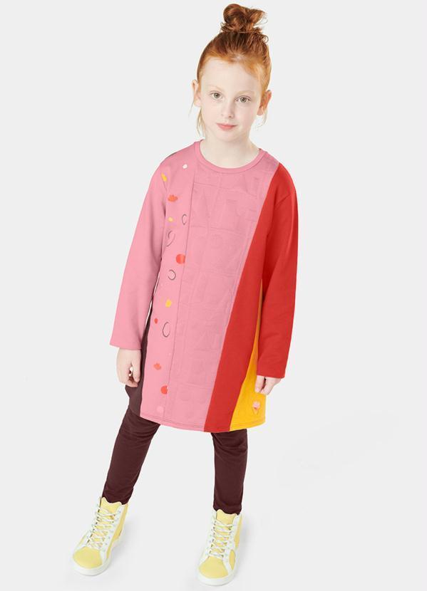 Vestido Moletom Manga Longa Infantil Rosa